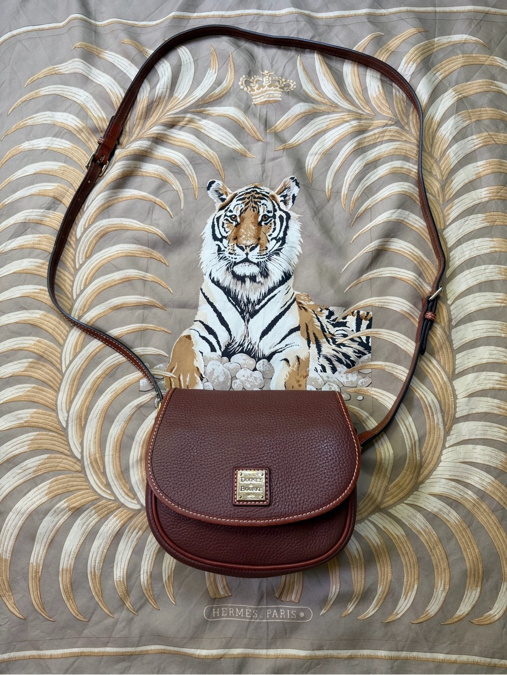 Dooney & Bourke Chestnut Brown Pebble Leather Saddle Crossbody